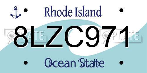 8LZC971 Rhode Island License Plate