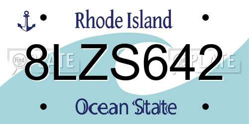 8LZS642 Rhode Island License Plate