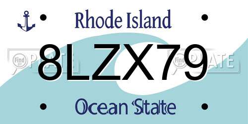 8LZX79 Rhode Island License Plate