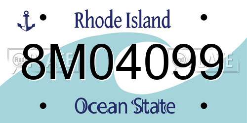 8M04099 Rhode Island License Plate