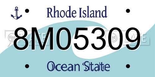8M05309 Rhode Island License Plate