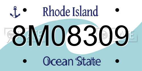 8M08309 Rhode Island License Plate