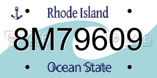 8M79609 Rhode Island License Plate