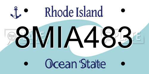 8MIA483 Rhode Island License Plate