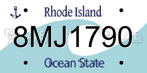 8MJ1790 Rhode Island License Plate