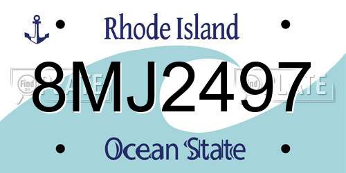 8MJ2497 Rhode Island License Plate