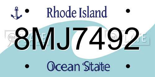 8MJ7492 Rhode Island License Plate