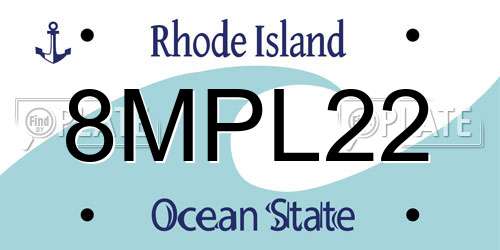 8MPL22 Rhode Island License Plate
