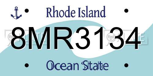 8MR3134 Rhode Island License Plate