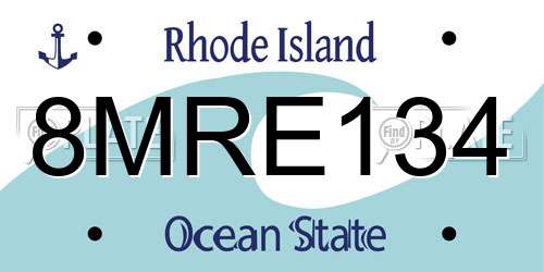 8MRE134 Rhode Island License Plate