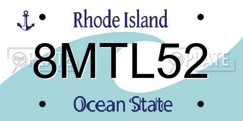 8MTL52 Rhode Island License Plate