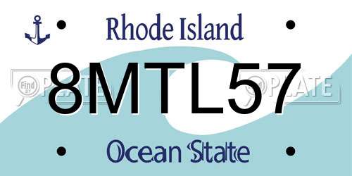 8MTL57 Rhode Island License Plate