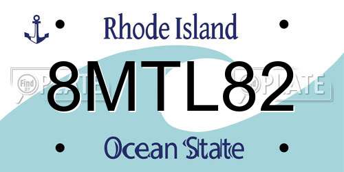 8MTL82 Rhode Island License Plate