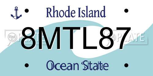 8MTL87 Rhode Island License Plate