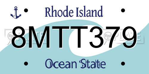 8MTT379 Rhode Island License Plate
