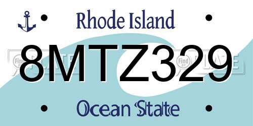 8MTZ329 Rhode Island License Plate