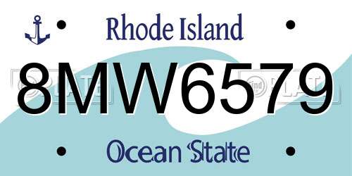 8MW6579 Rhode Island License Plate