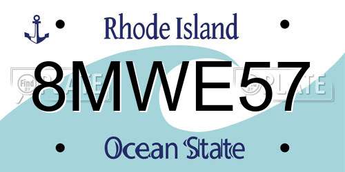 8MWE57 Rhode Island License Plate