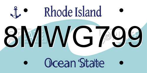 8MWG799 Rhode Island License Plate