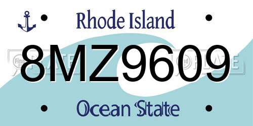 8MZ9609 Rhode Island License Plate