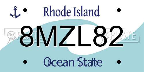 8MZL82 Rhode Island License Plate