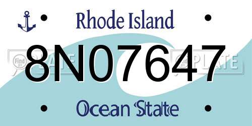 8N07647 Rhode Island License Plate