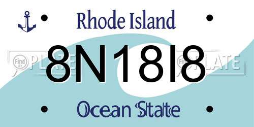 8N18I8 Rhode Island License Plate