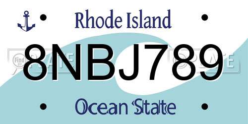 8NBJ789 Rhode Island License Plate