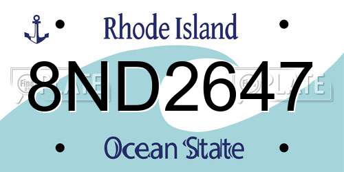 8ND2647 Rhode Island License Plate