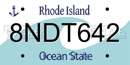 8NDT642 Rhode Island License Plate