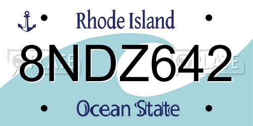8NDZ642 Rhode Island License Plate