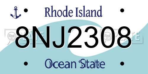 8NJ2308 Rhode Island License Plate