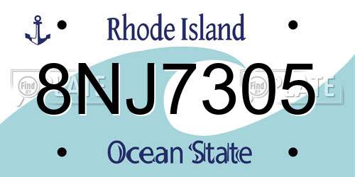 8NJ7305 Rhode Island License Plate