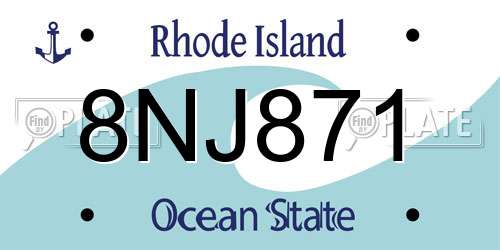 8NJ871 Rhode Island License Plate