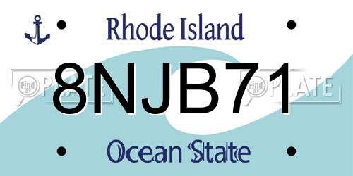 8NJB71 Rhode Island License Plate
