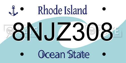 8NJZ308 Rhode Island License Plate