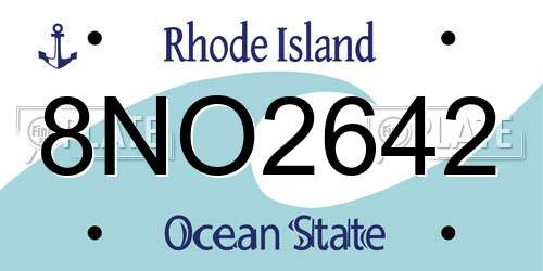 8NO2642 Rhode Island License Plate