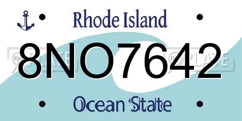8NO7642 Rhode Island License Plate