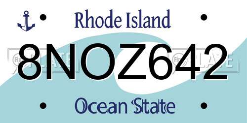 8NOZ642 Rhode Island License Plate