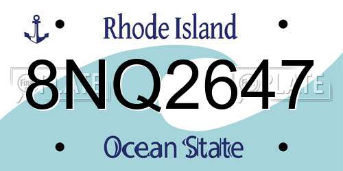 8NQ2647 Rhode Island License Plate