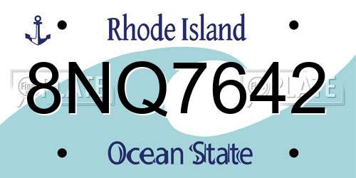 8NQ7642 Rhode Island License Plate