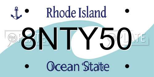 8NTY50 Rhode Island License Plate