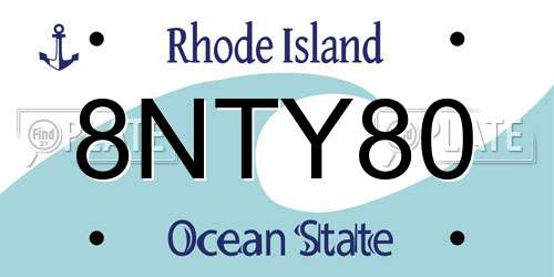 8NTY80 Rhode Island License Plate