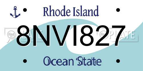 8NVI827 Rhode Island License Plate