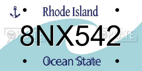 8NX542 Rhode Island License Plate