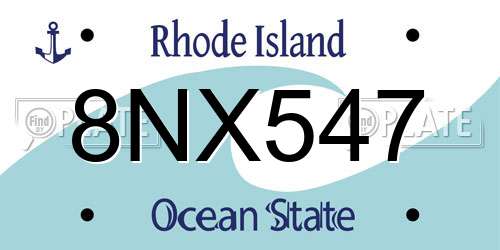 8NX547 Rhode Island License Plate