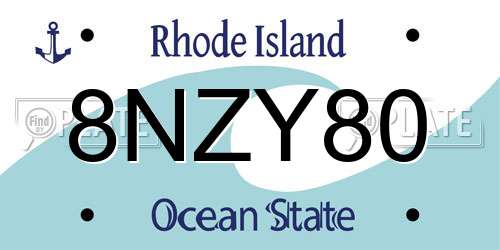 8NZY80 Rhode Island License Plate