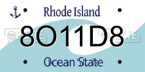 8O11D8 Rhode Island License Plate