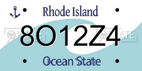 8O12Z4 Rhode Island License Plate