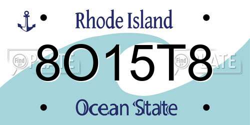 8O15T8 Rhode Island License Plate